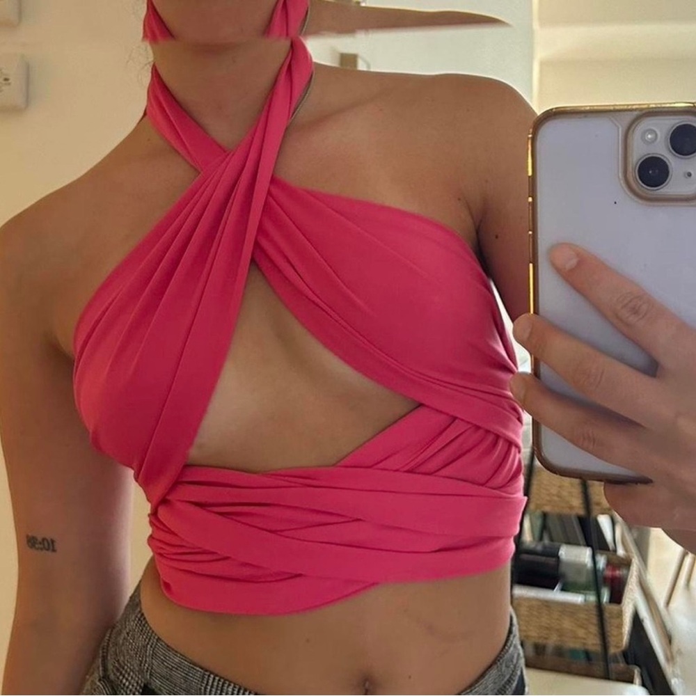 Princess Polly Pink Wrap Top